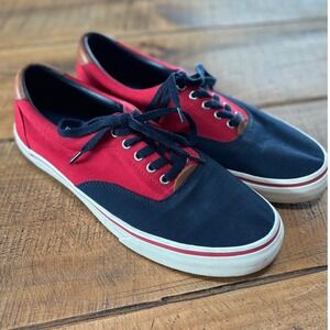 Polo Ralph Lauren Mens Thorton Red Blue Lace Up Tennis Shoes Size 9.5D